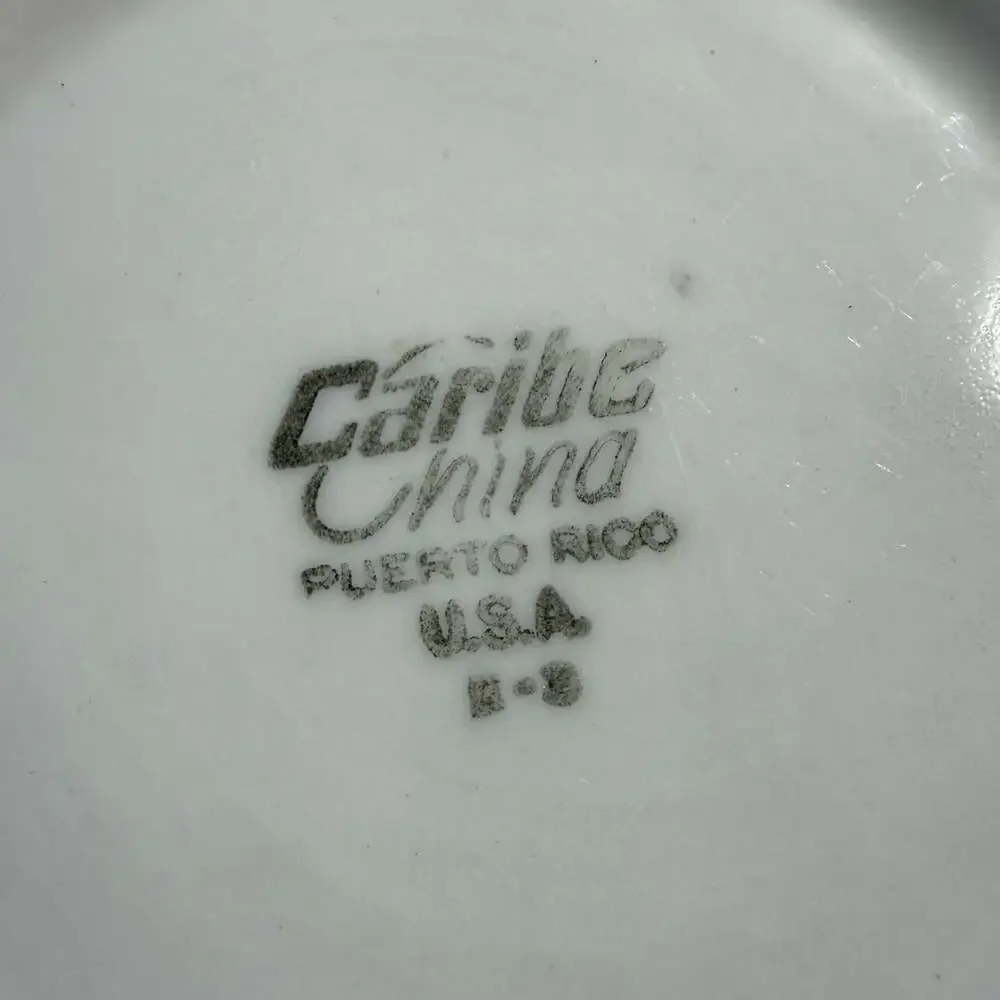 Caribe China Restaurant Ware Sugar Bowl Maroon Red Stripe Puerto Rico